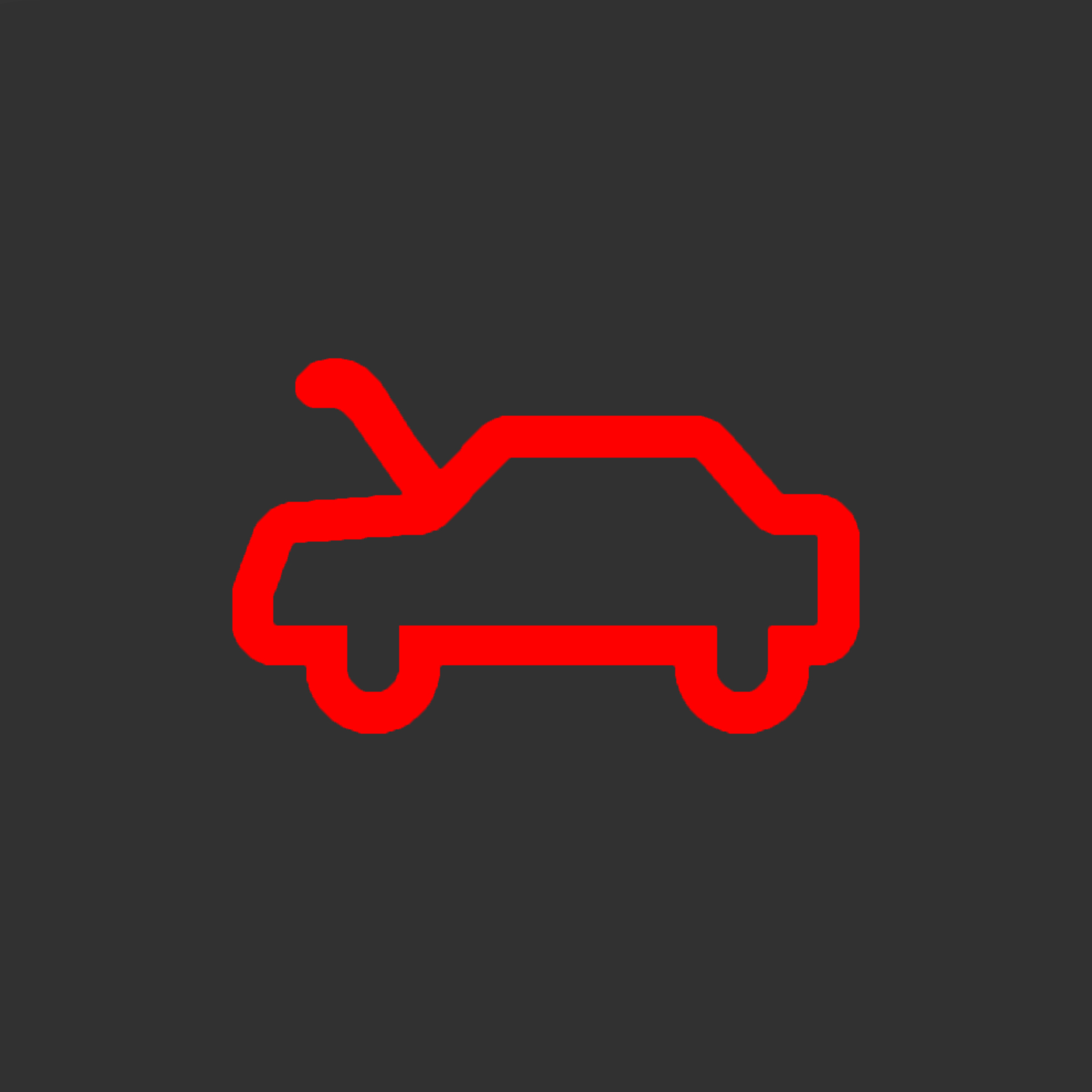 piros autó nyitott motorháztetővel világít a műszerfalon